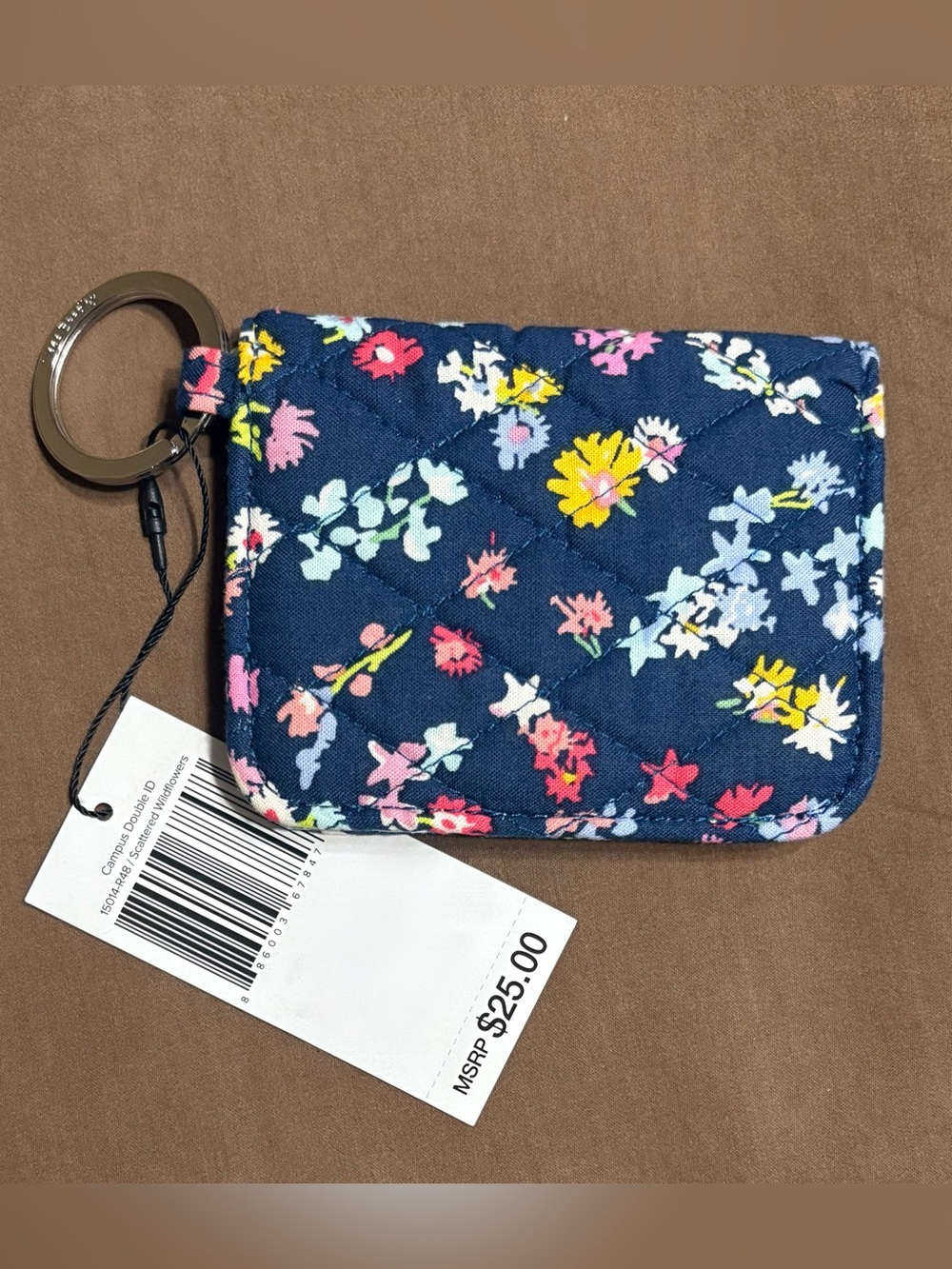 Vera Bradley Navy Floral ID Wallet Keychain - Picture 2 of 4